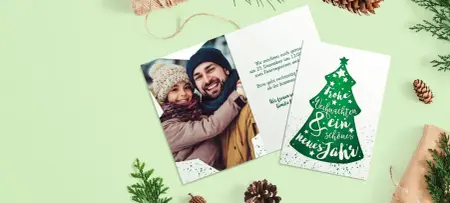 Festliche Einladungskarte zu Weihnachten als Vorlage mit Foto