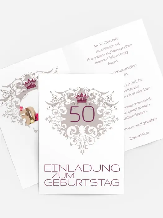 Einladung zum Geburtstag Krone 50 Foto