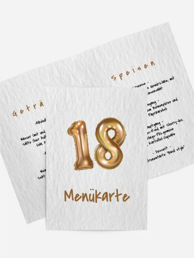 Menükarte Geburtstag Glänzender Ball