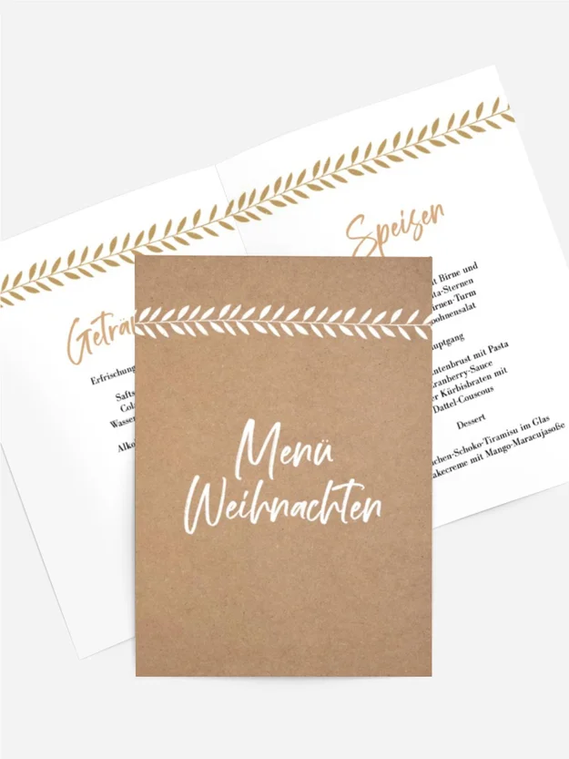 Menükarte Weihnachten Blattgirlande