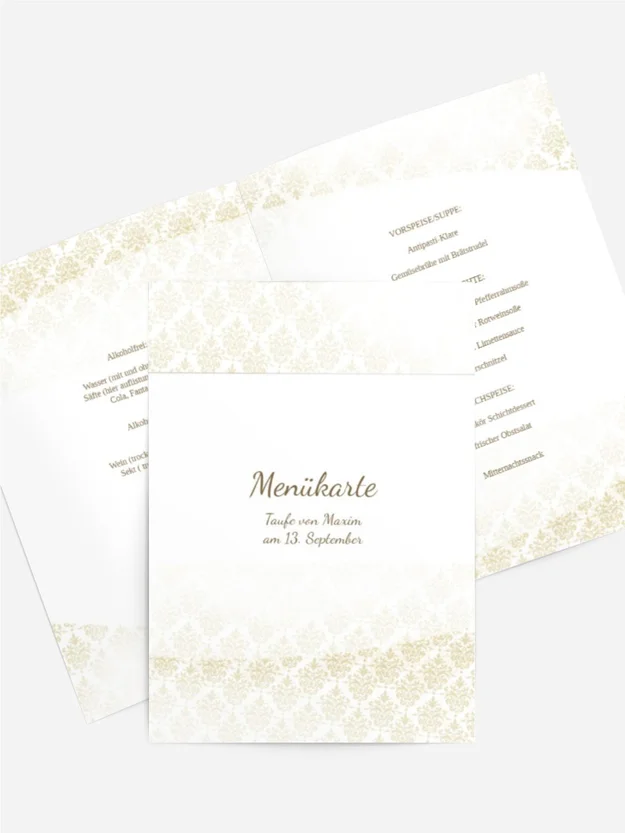 Menükarte Taufe Ornamentrahmen Menükarte Taufe Ornamentrahmen