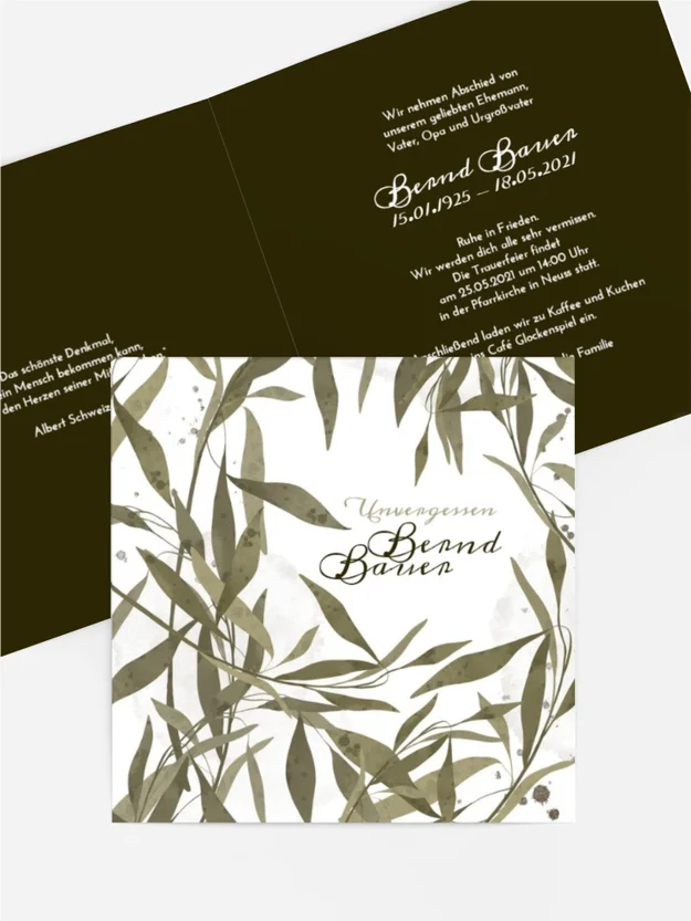 Trauerkarte Ruhiger Hain