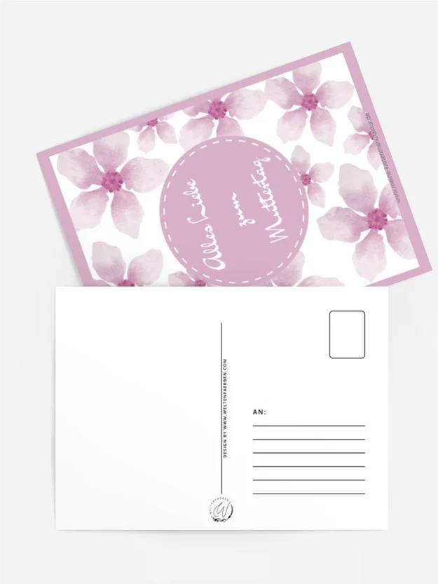 Aquarell Muttertagskarte in Rosa – Florales Blumendesign