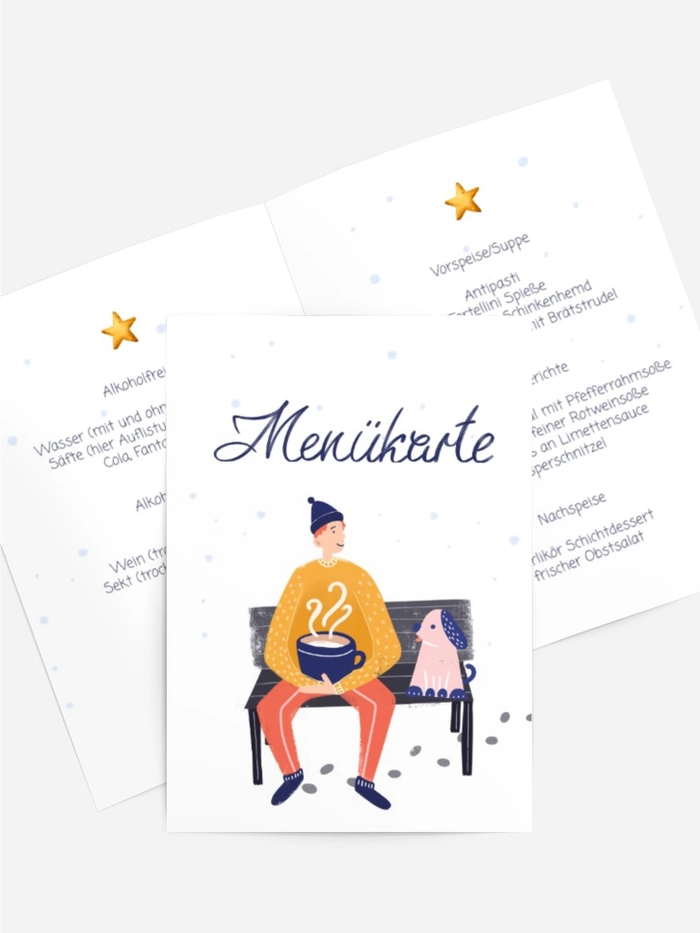 Menükarte Weihnachten Winterwanderung