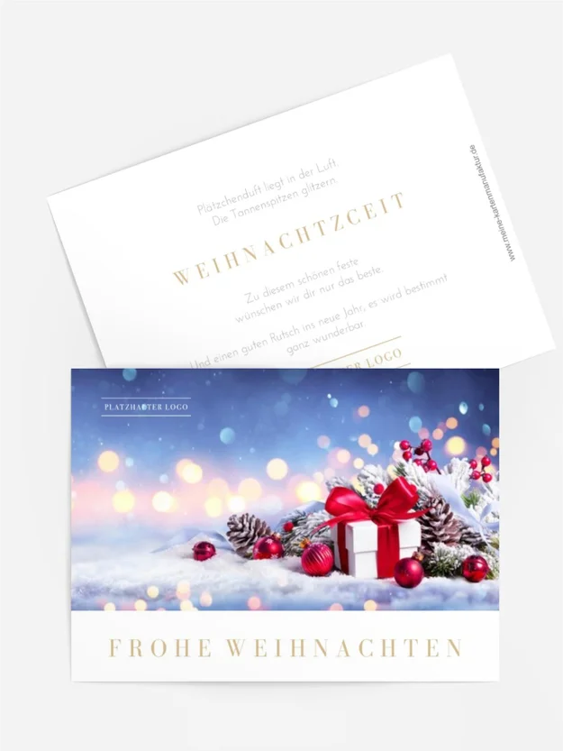 Grußkarte Weihnachten Schnee darunter