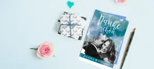 Dankeschön zur Hochzeit in Blau mit Geschenk und Umschlag