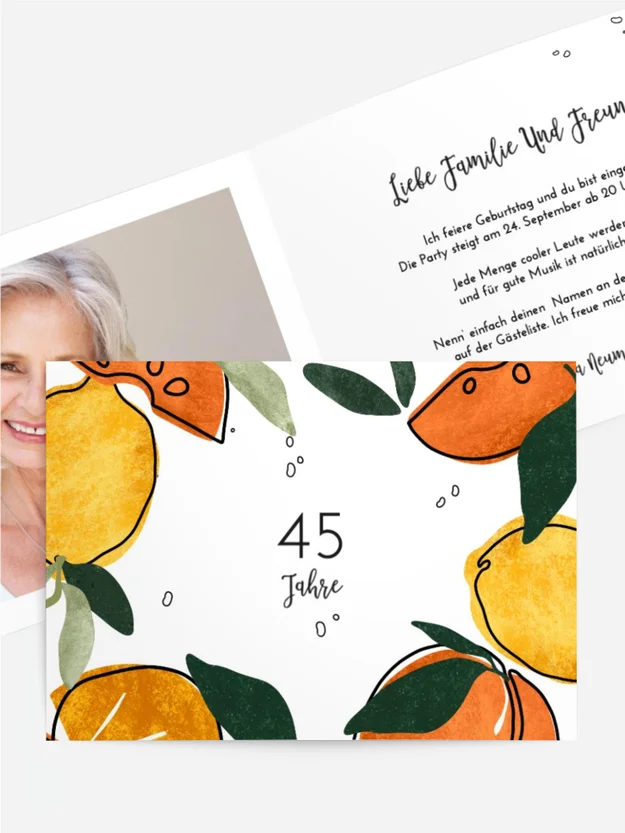 Geburtstagseinladung Obstpostkarte