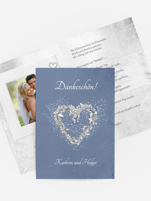 Dankeskarte Hochzeit "Glamour Heart"