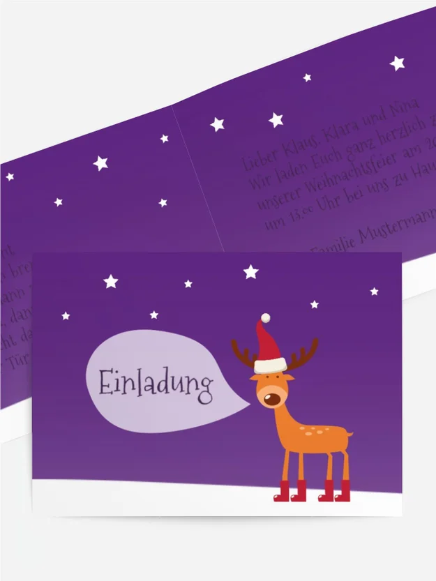 Weihnachtseinladung Rentier