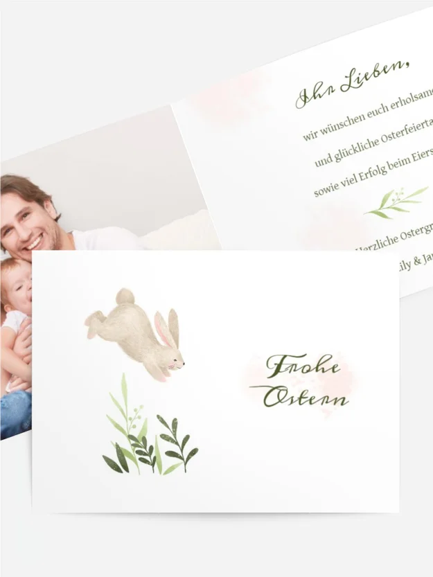 Osterkarte Hasensprung
