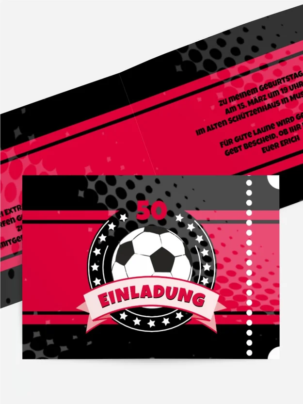 Geburtstag Einladungskarte Fussballstar 50 Geburtstag Einladungskarte Fussballstar 50