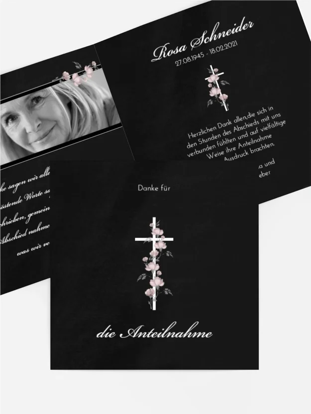 Trauerdanksagung Blühendes Kreuz