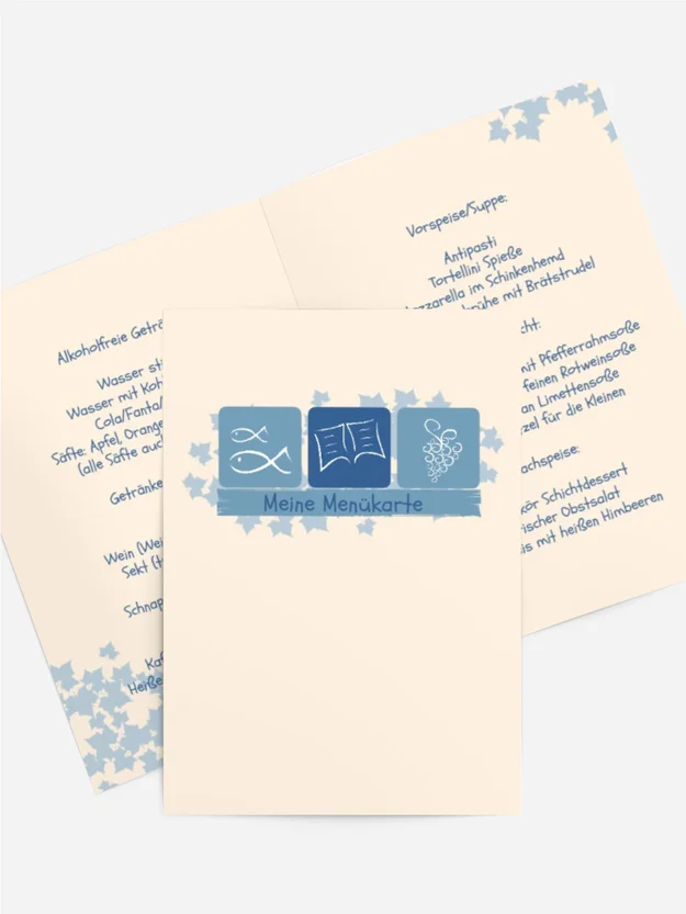 Menükarte Kommunion Blatt Menükarte Kommunion Blatt