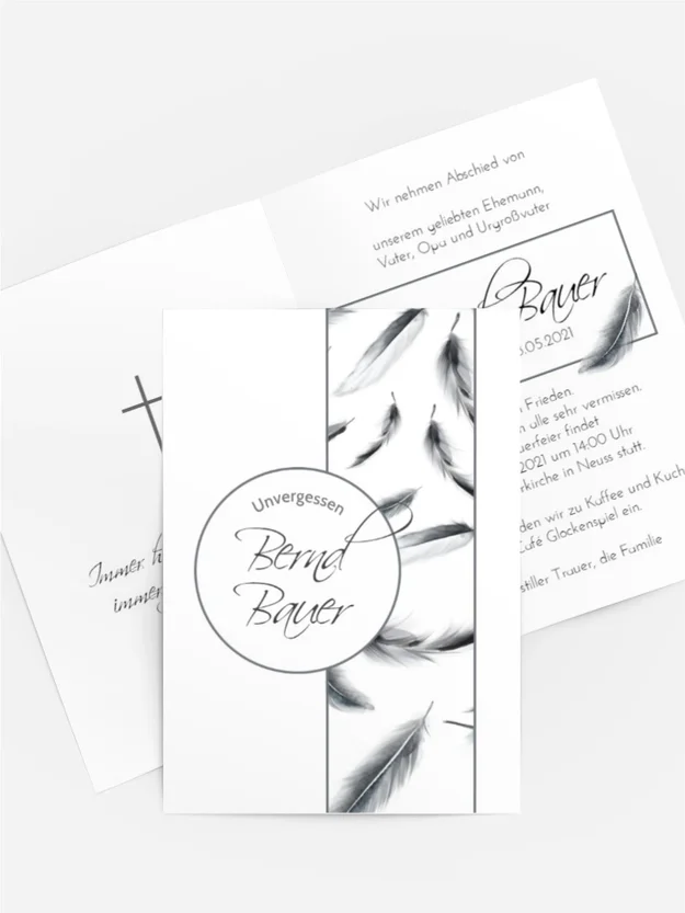 Trauerkarte Fliegende Federn Trauerkarte Fliegende Federn
