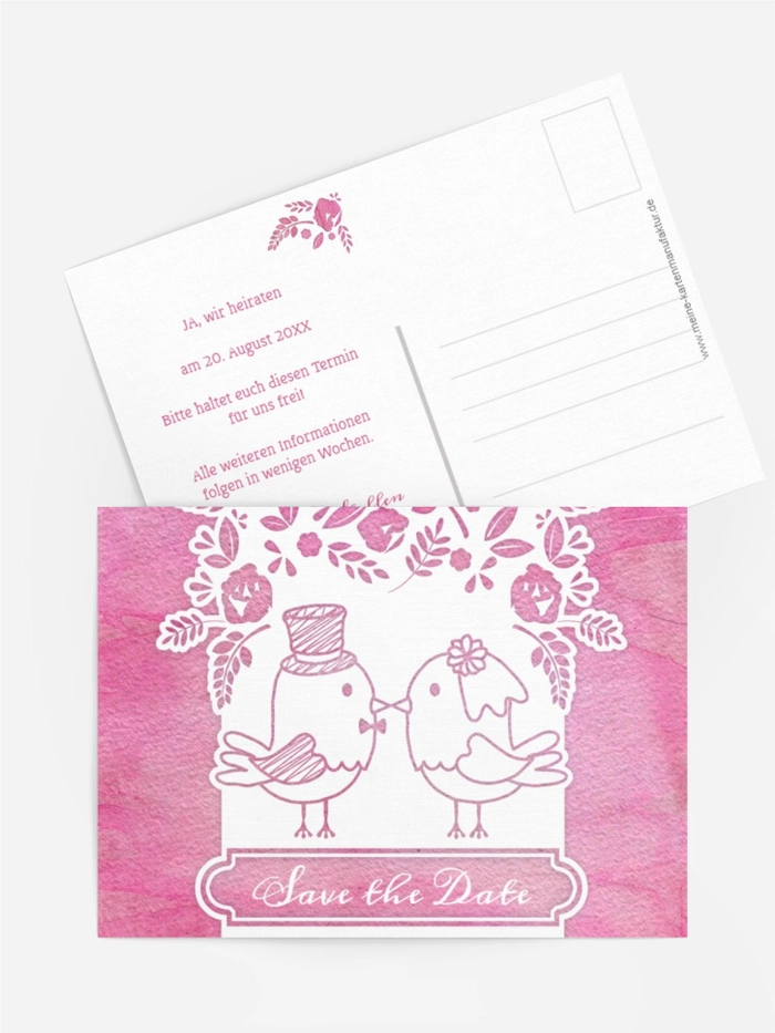 Save the Date Karte zur Hochzeit Vogelpaar