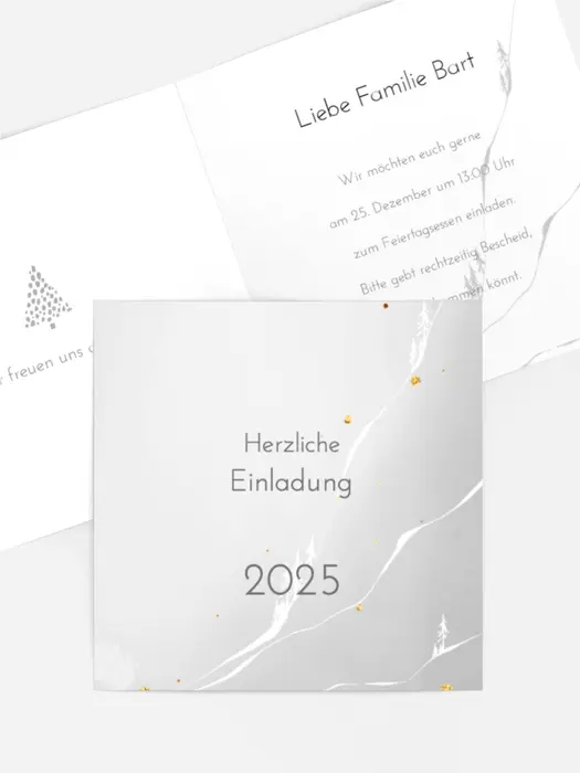 Weihnachtseinladung Goldene Lichter