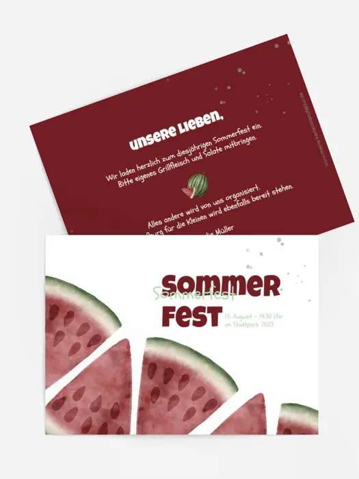 Sommerfest Einladung Saftige Wassermelone