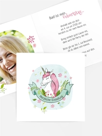 Geburtstagseinladung Einhorn mit Foto