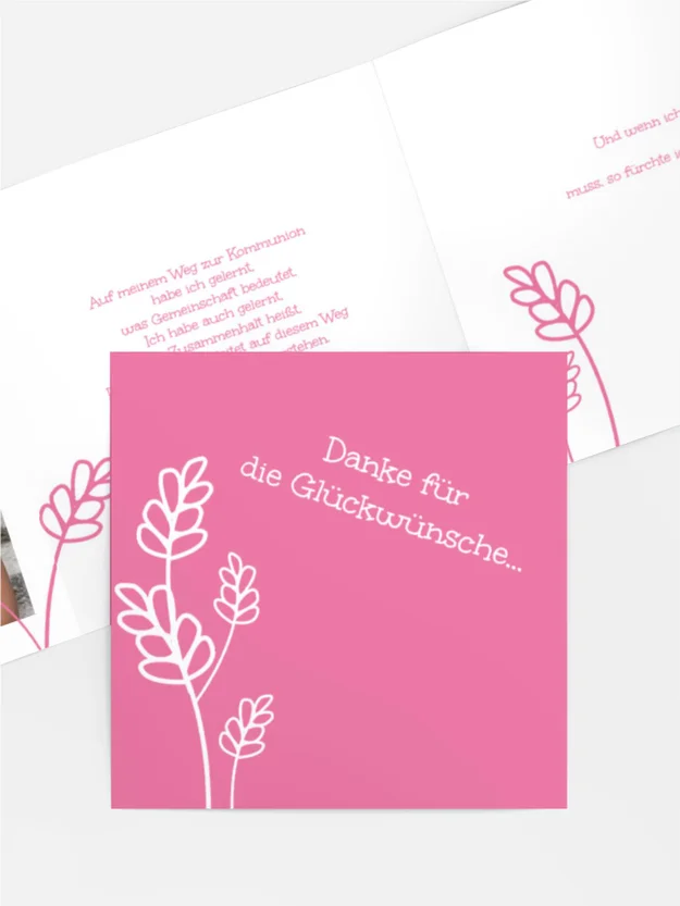 Dankeskarte Kommunion Gräser