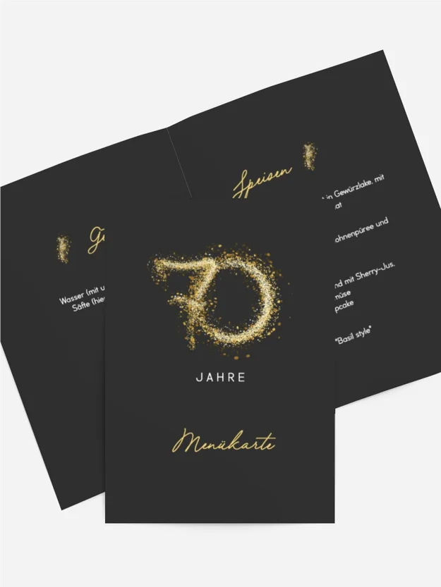 Menükarte Geburtstag Funken aus Gold