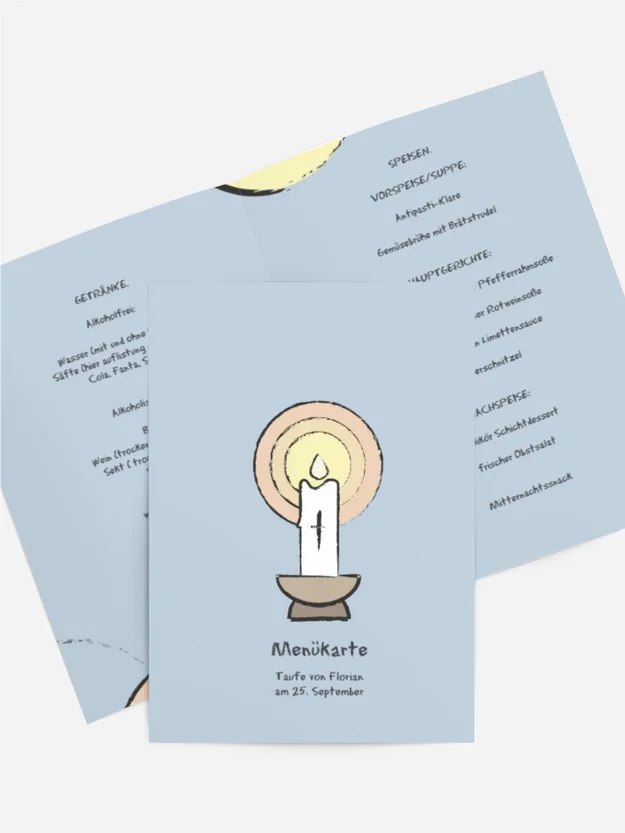 Menükarte Taufe Kerzenschein