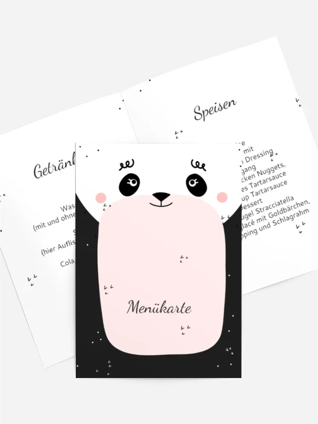 Menükarte Geburtstag Panda Bauch