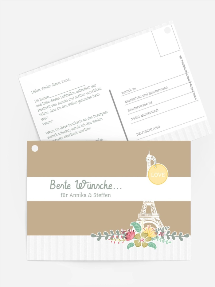 Ballonkarte zur Hochzeit Paris Ballonkarte zur Hochzeit Paris