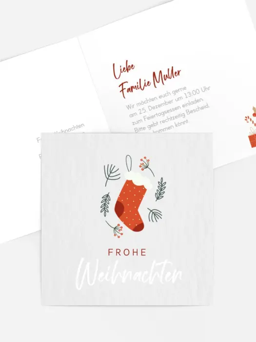 Einladung Weihnachten Rote Socke
