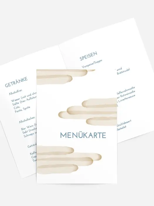Menükarte Geburtstag Aquarellflecken