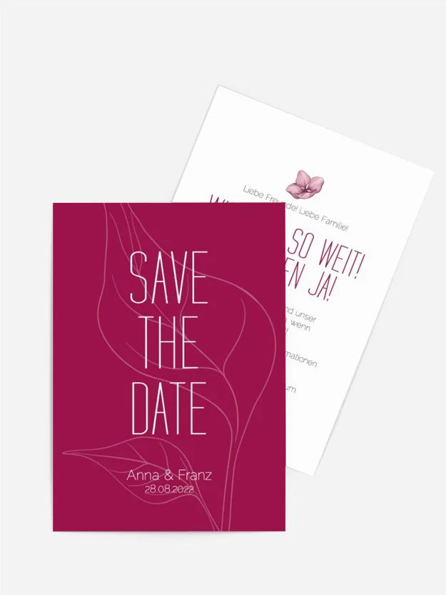 Save-the-Date Karte Lila Hochzeit
