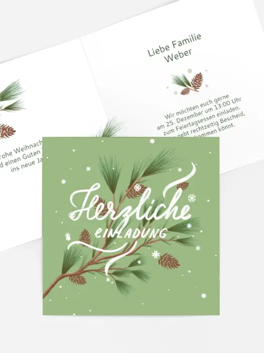 Einladung Weihnachten Weihnachtsbaum Zweig