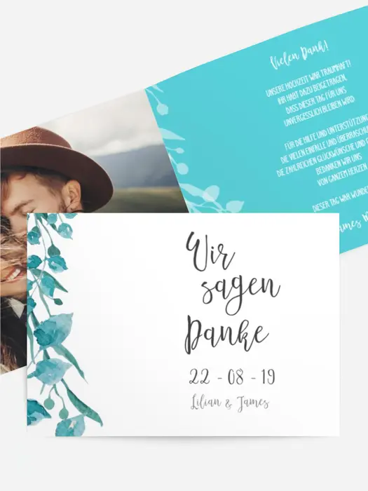 Dankeskarte Hochzeit "Zarter Regen"