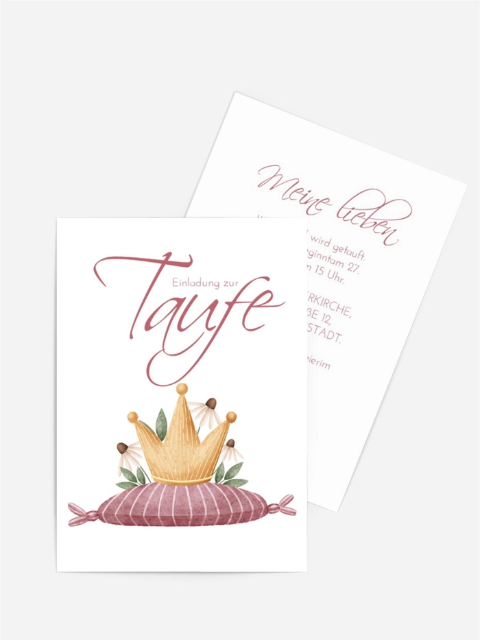 Einladungskarte Taufe Für eine kleine Prinzessin Einladungskarte Taufe Für eine kleine Prinzessin