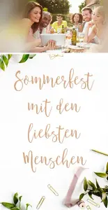 Weißer Hintergrund mit schönem rosa Schriftzug "Sommerfest mit den Liebsten"
