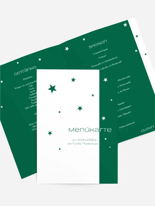 Menükarte zur Weihnachtsfeier Classic Stars
