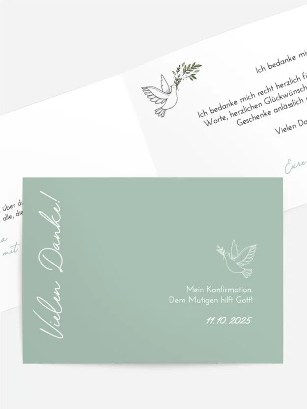 Dankeskarte Konfirmation Vogel des Friedens Dankeskarte Konfirmation Vogel des Friedens
