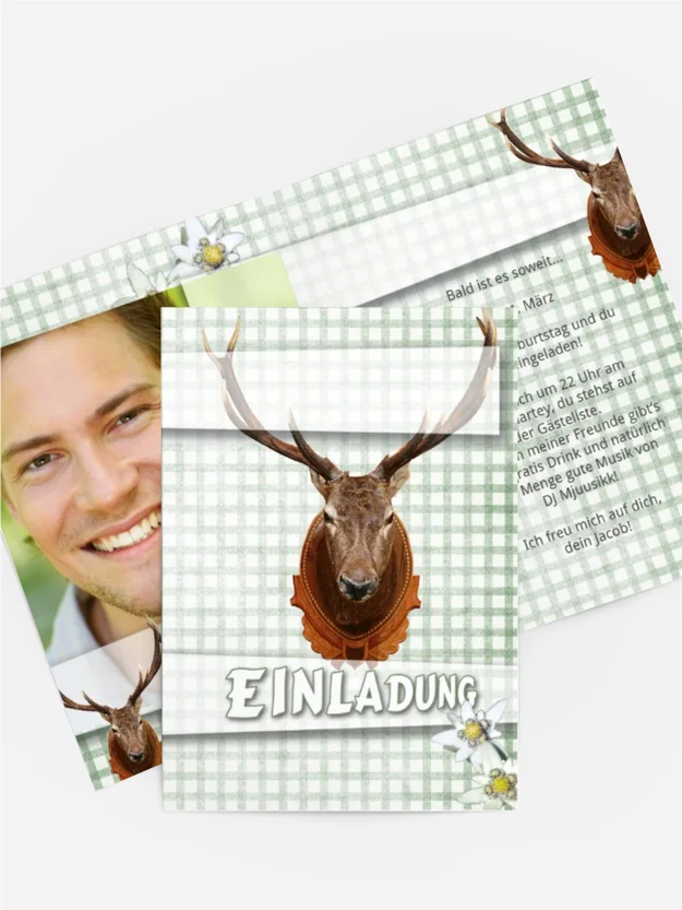 Einladungskarte Geburtstag Jagdtrophäe