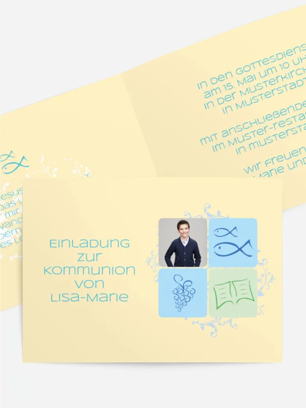Einladungskarte Kommunion Fisch Einladungskarte Kommunion Fisch