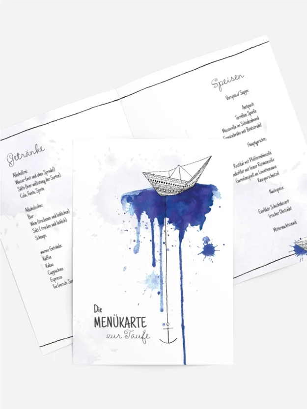 Menükarte Origamischiff Menükarte Origamischiff