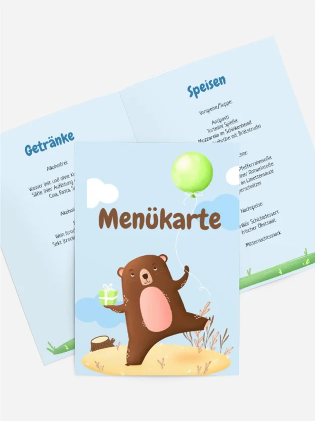 Menükarte Geburtstag Tanzbärchen