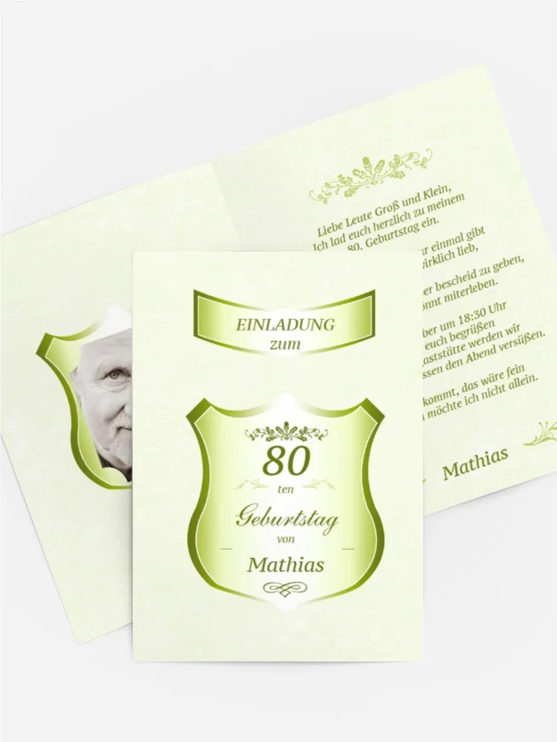 Geburtstagseinladung 80 label Foto