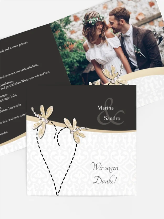 Dankeskarte Hochzeit "Unzertrennlich"