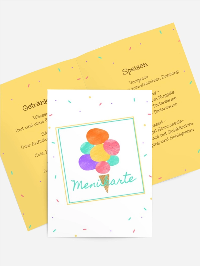 Menükarte Geburtstag Eistüte