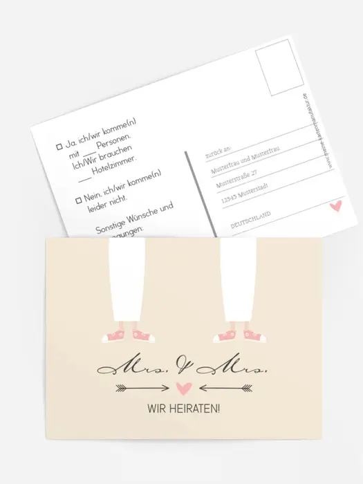Antwortkarte zur Hochzeit Pärchen - Frauen