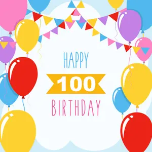 Geburtstagseinladungen zum 100. Geburtstag mit bunten Luftballons und Girlanden