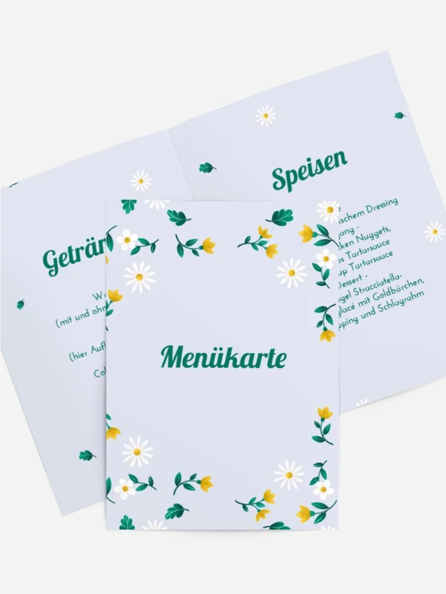 Menükarte Geburtstag Festliche Blumen Menükarte Geburtstag Festliche Blumen