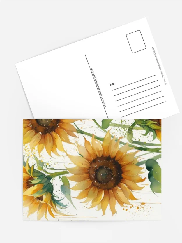 Aquarellkarte „Sonnenstrahlen“ Leuchtende Sonnenblumenpracht ohne Lettering