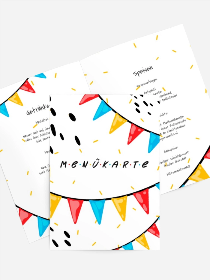 Menükarte Geburtstag Fähnchen