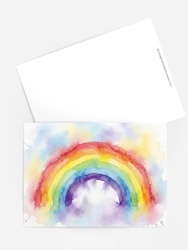 Grußkarte Geburt und Taufe Aquarell Regenbogen