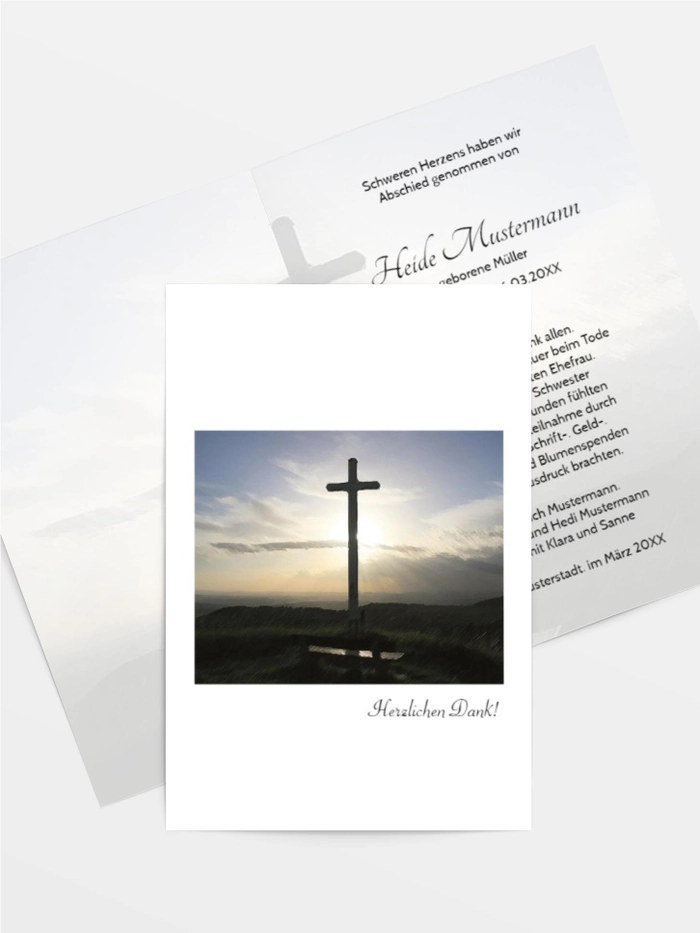 Trauerdanksagung Kreuz hoch Trauerdanksagung Kreuz hoch
